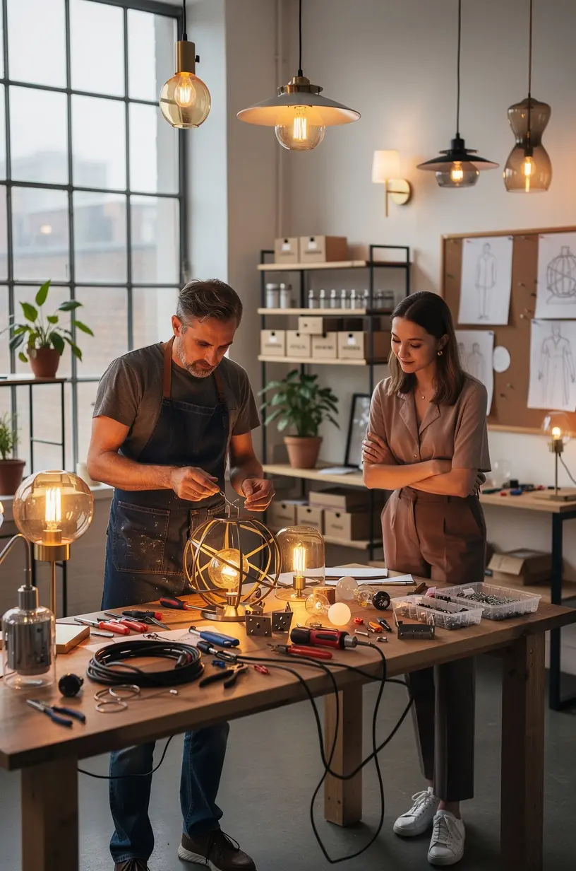 Dimmers enhancing interior lighting atmosphere in studios