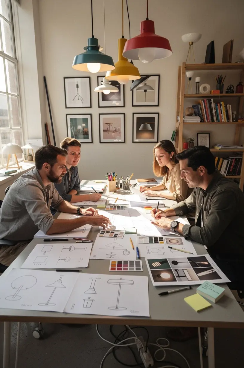 Illuminated home workspace demonstrating effective lighting design.